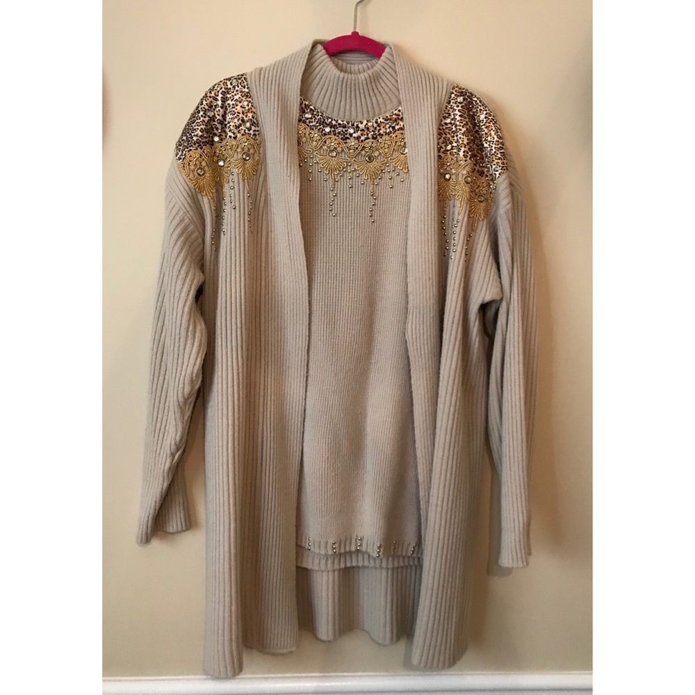 Vintage Khaki Top with Cardigan